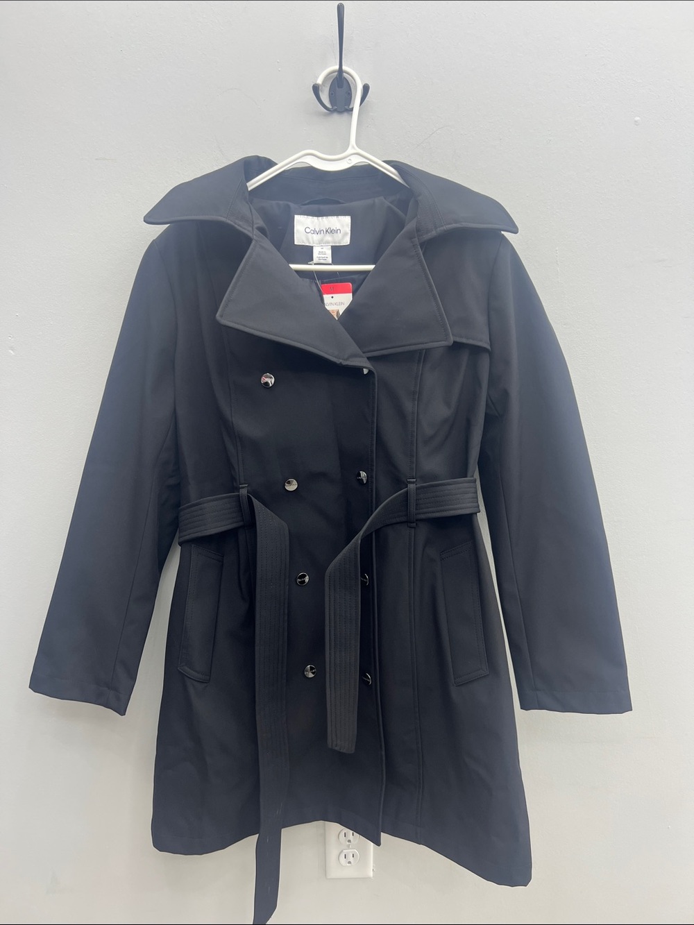 Calvin Klein Black Double-Breasted Pea Coat